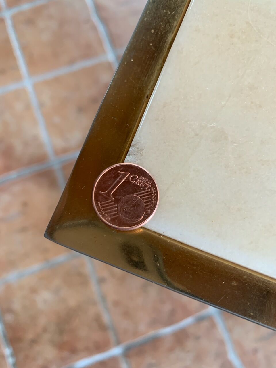 Marble and brass coffee table, circa 60's