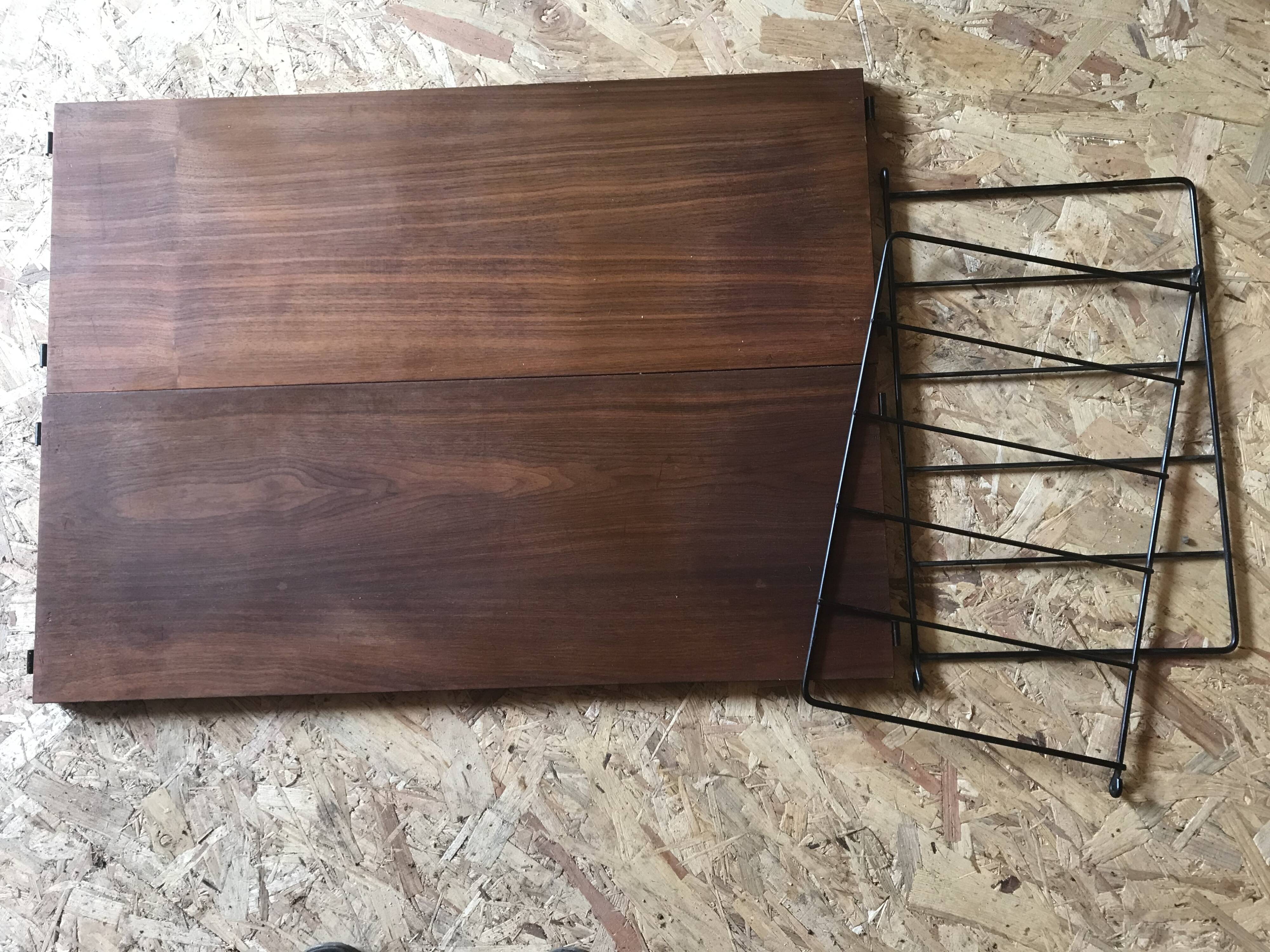 Vintage two-tier wall shelf string