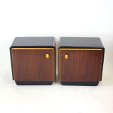 Mid Century Bedside Tables With Glass Tops, Czechoslovakia 1960s