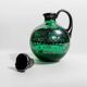 Vintage Murano Green Glass Liqueur Set with Hand-Painted Silver Decor – Decanter and Four Glasses, Italy, 1930s