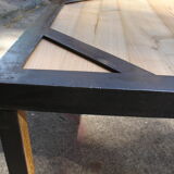Steel and wood-style coffee table or sofa