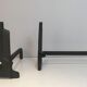 Pair of modernist chenets in cast iron and iron
