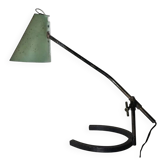 Industrial workshop desk lamp in green sheet metal Biny Jumo Disderot 1950