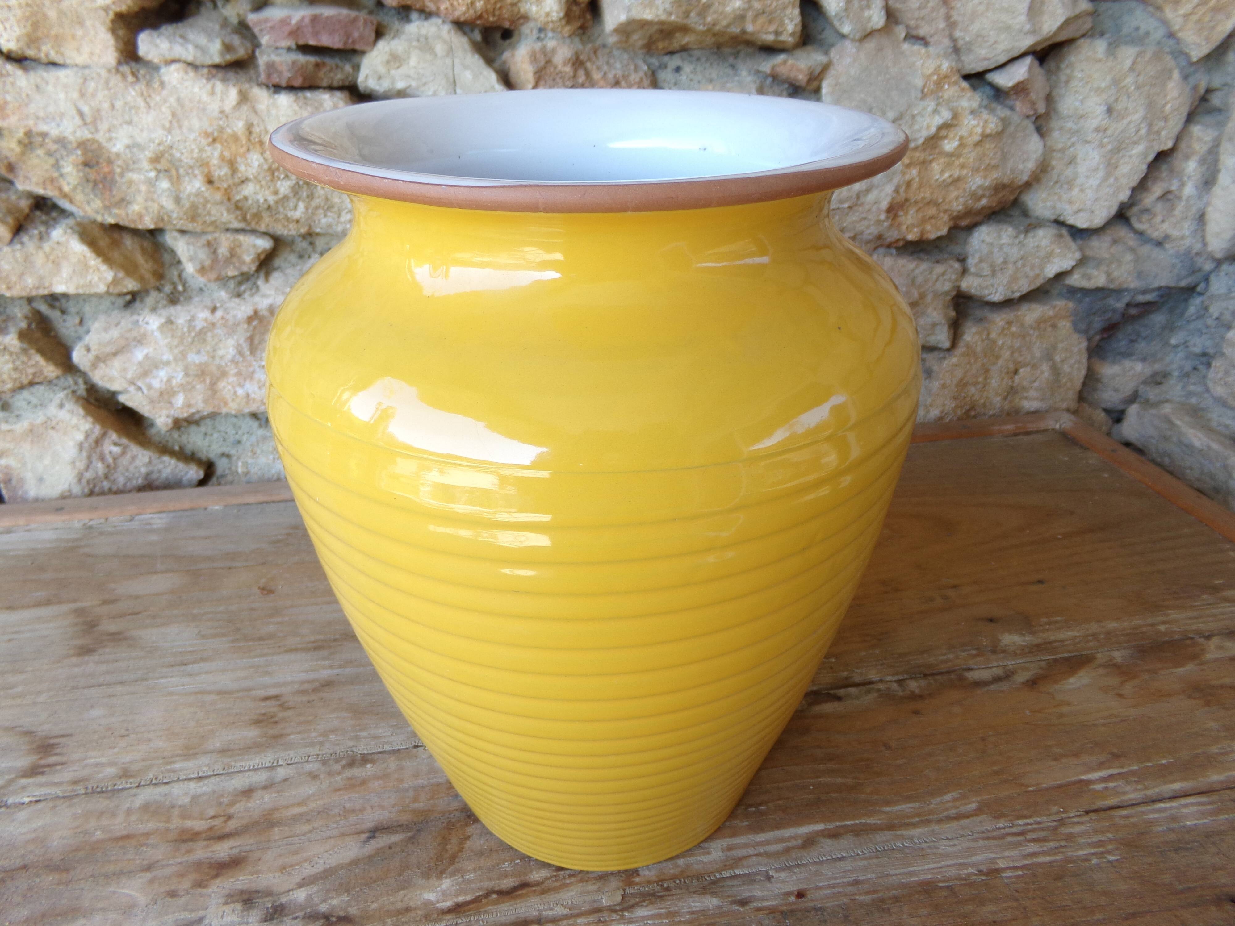Yellow glazed earth vase
