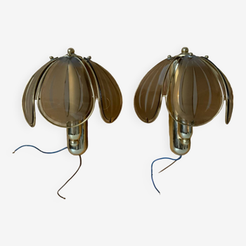 Pair of brass wall lights