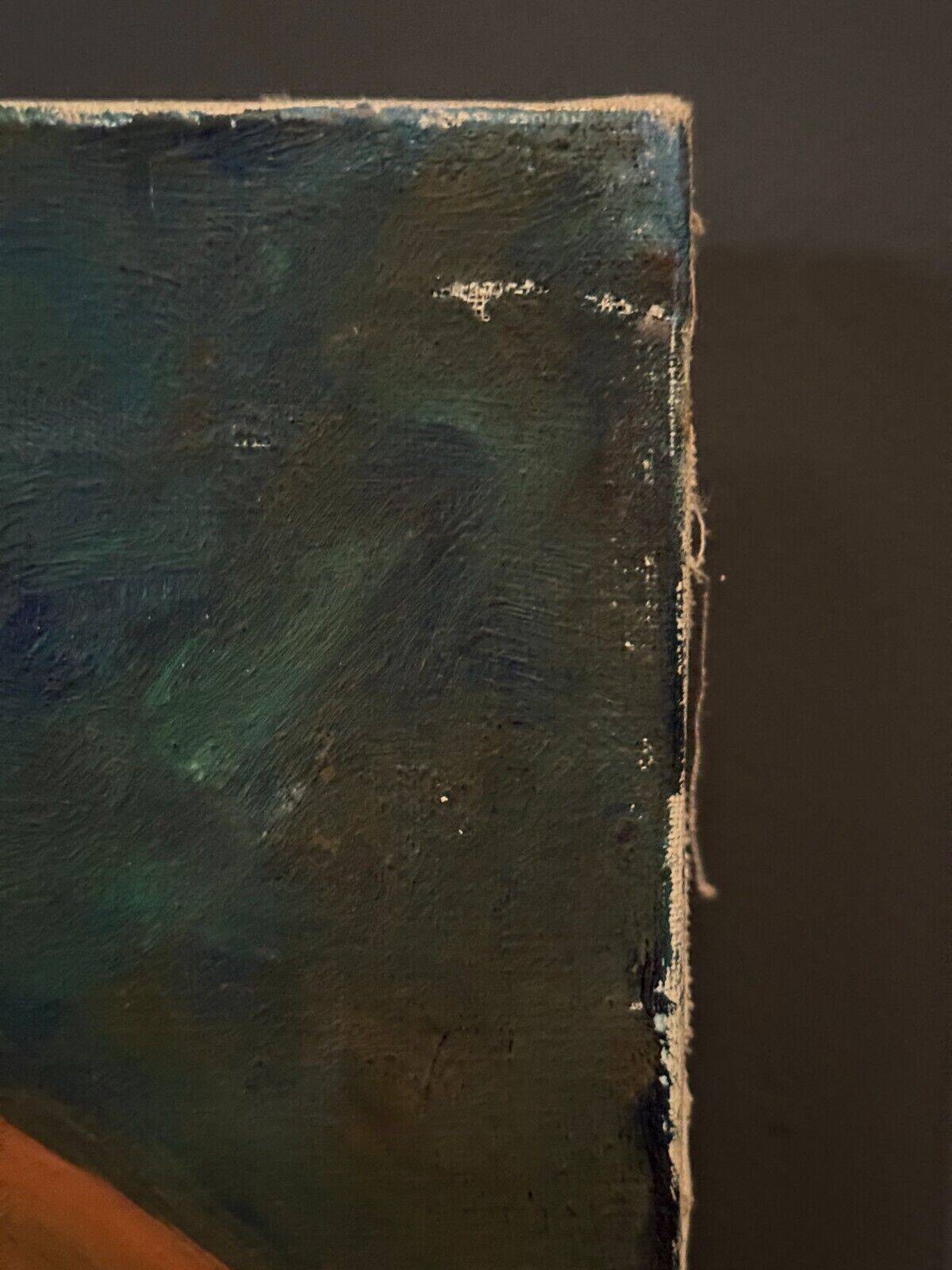 Oil on canvas by A. Gareau 1959 still life with ceramics