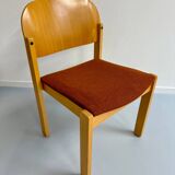Lot of 8 old Scandinavian design wooden chairs from the 80s vintage