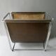 Gérard Rignault Group S.A. magazine rack from the 70s, metal and leather