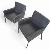 Pair manet minotti arm chairs 2004 / dark brown leather / chrome