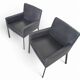 Pair manet minotti arm chairs 2004 / dark brown leather / chrome