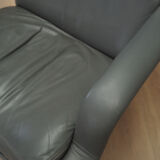 Grey leather swivel armchair, Danish design, 1960s, designer: Geoffrey Harcourt, manufacturer: Artif