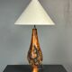 Sculptural artisanal brutalist midcentury burl wood turned table lamp 1960s