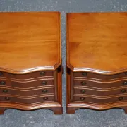 Georgian Style Yew Wood Bedside Tables, Set of 2