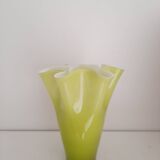 Fasoletto handkerchief vase in green opaline