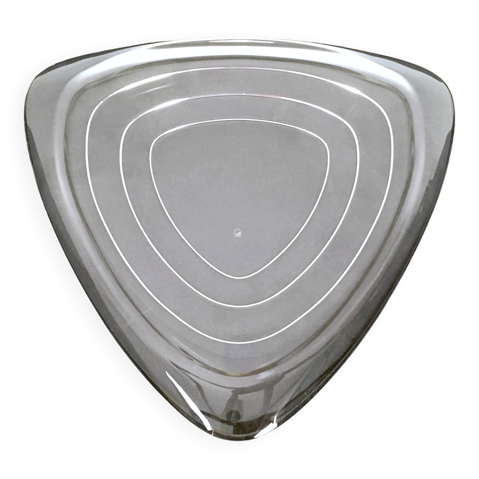 Plat de service triangulaire en verre, Italie, années 1990
