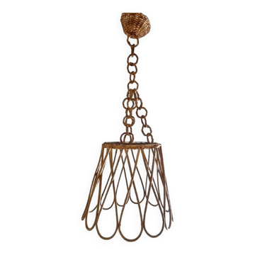 60s rattan pendant light