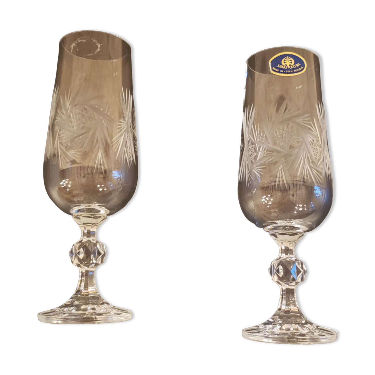 2 Karas Crystal champagne flutes