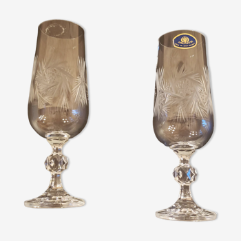 2 Karas Crystal champagne flutes