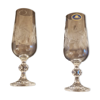 2 Karas Crystal champagne flutes