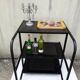 Black metal dessert 4 tablets on wheels