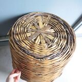 Antique Round Wicker Log Basket