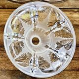 Art Deco lamp with glass tube base Petitot bird basin signed Jean Boris Lacroix