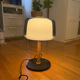 Smoked glass and wood design lamp – Scandinavian / contemporary spirit