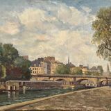 The Pont Neuf Paris, oil on canvas signed and dated