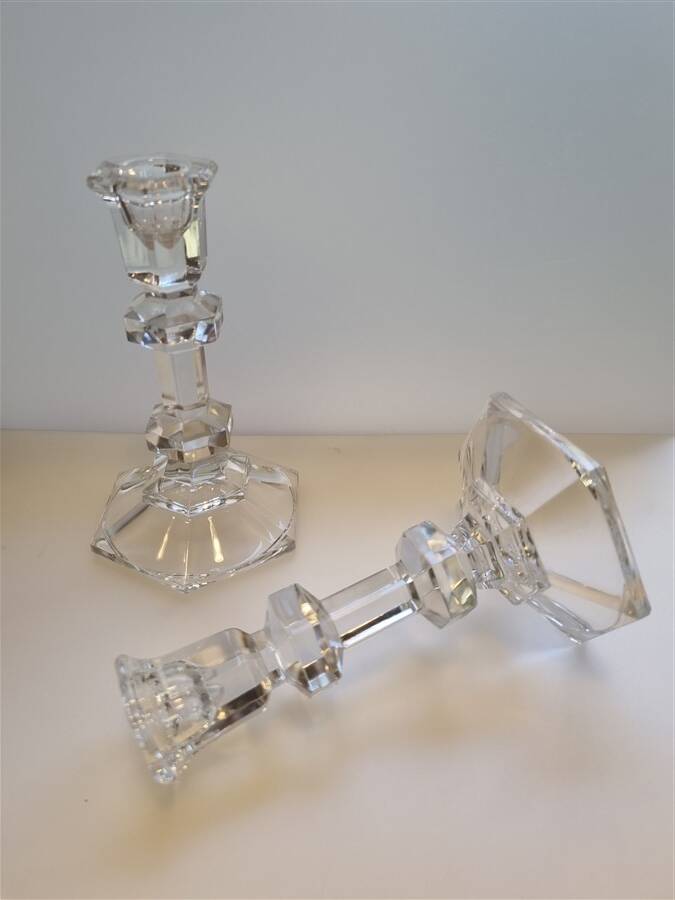 Pair of glass candlesticks