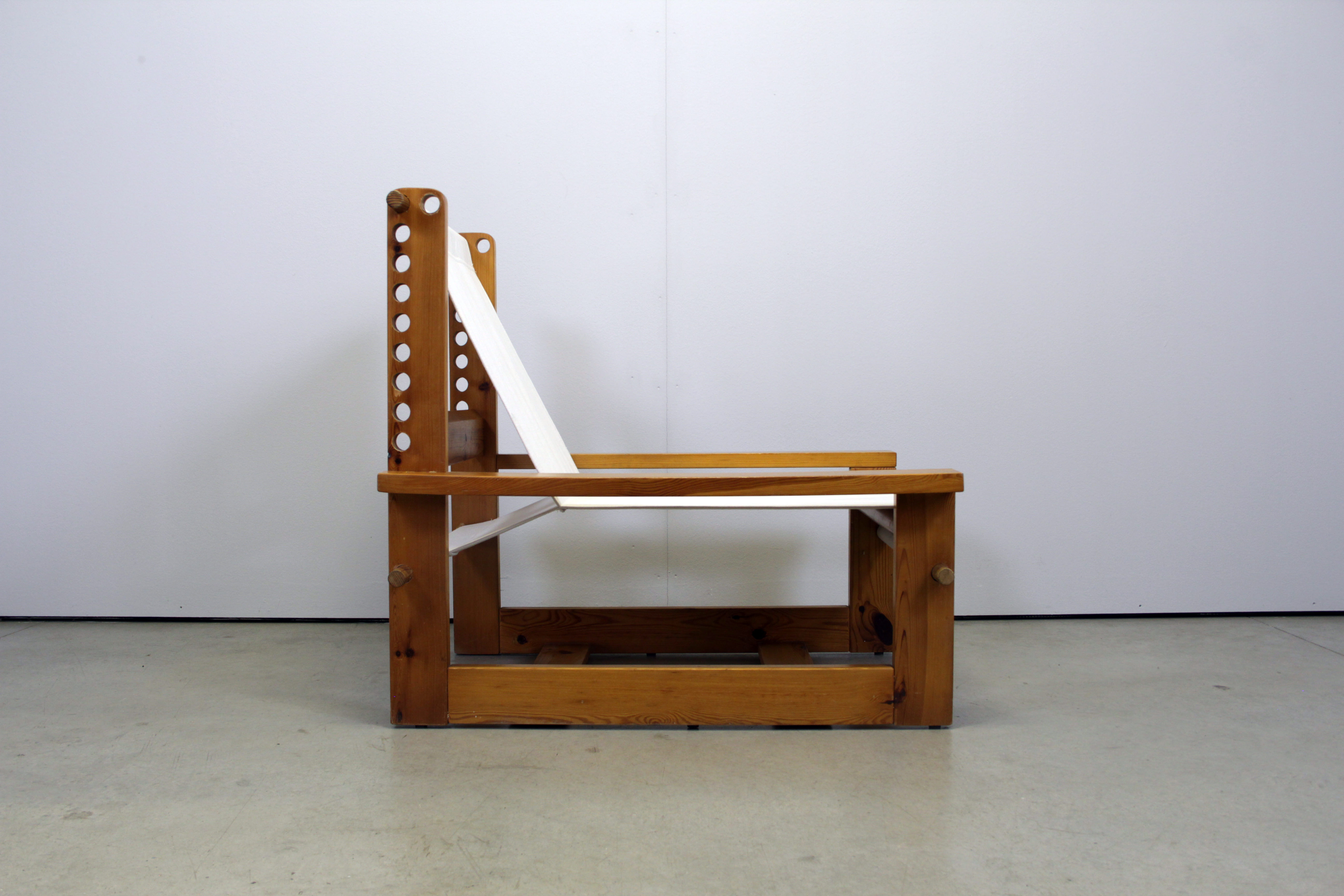 Italian brutalist pine sling chair