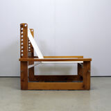 Italian brutalist pine sling chair