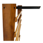 Rare coat rack by Carl Auböck with hat rack, cabinet, brass, walnut and beech, 1950s.