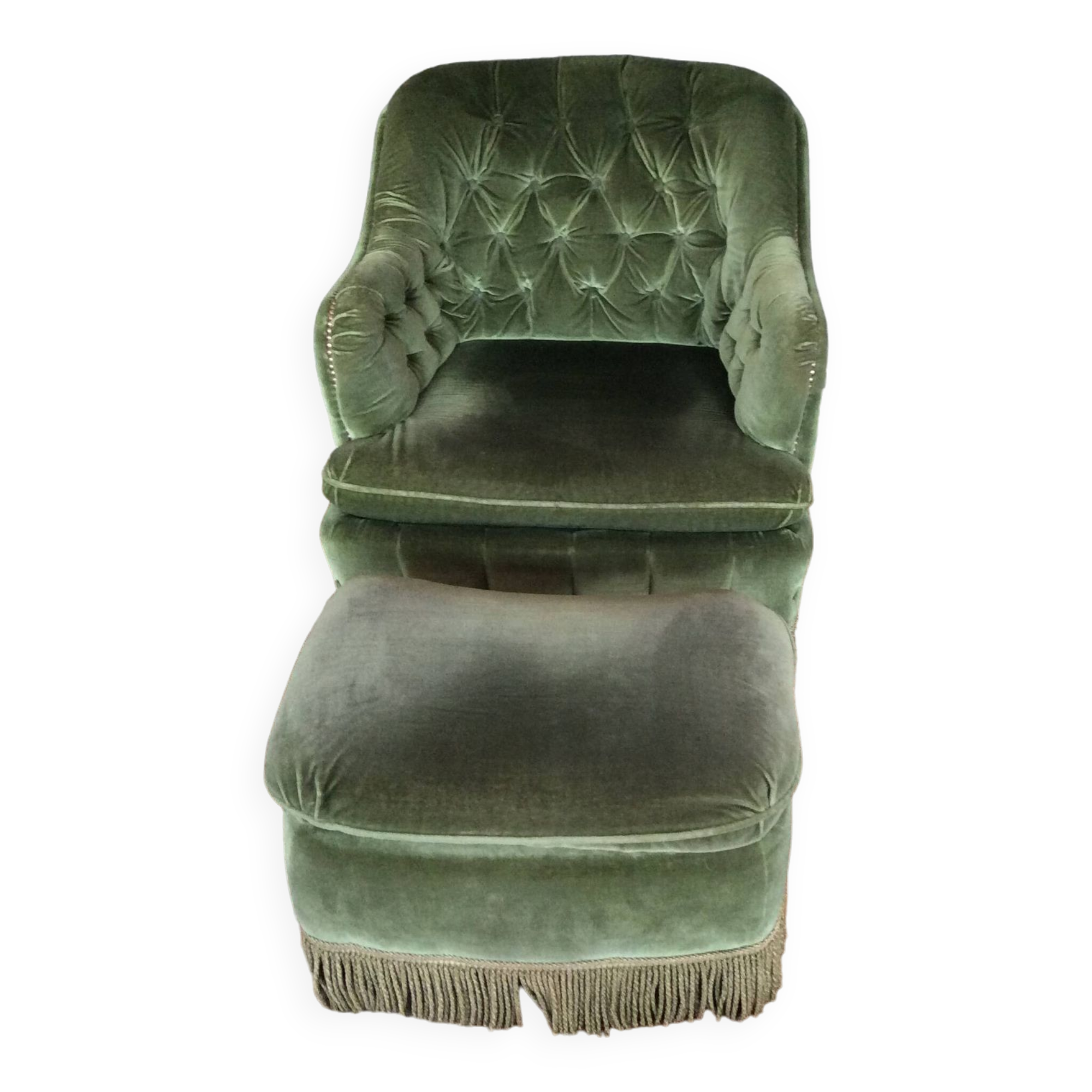 Fauteuil crapaud et repose-pieds