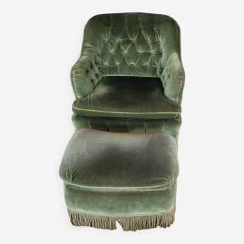 Fauteuil crapaud et repose-pieds