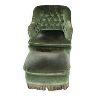 Fauteuil crapaud et repose-pieds