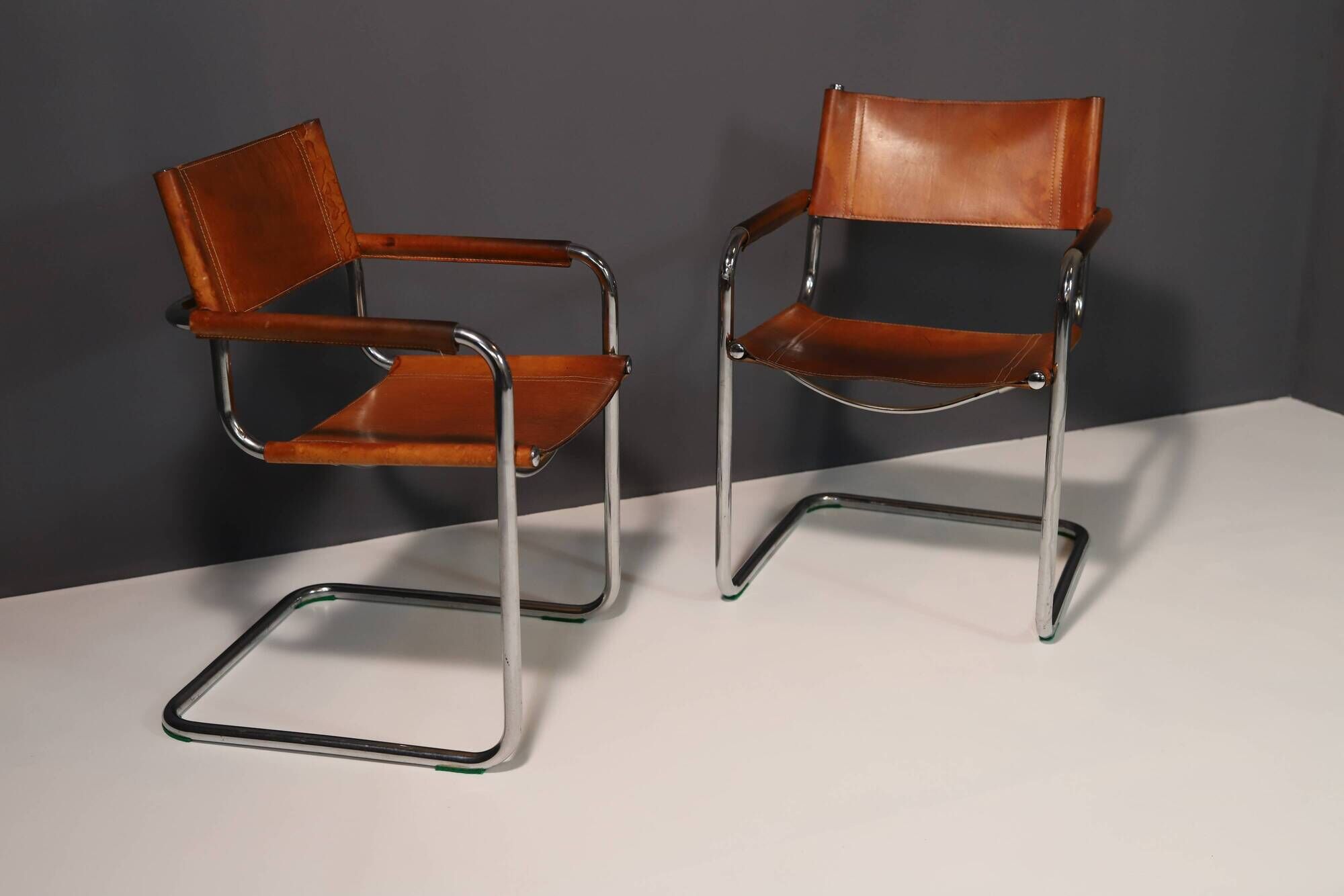 Pair of Cantilever Tubular Steel Armchairs MG5 Grassi style, 1970´s