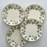 4 assiettes à dessert terre de fer « Géranium » Sarreguemines