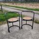 Set 2 tub chair Italian design black tubular metal frame - cane seat