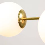 Mid-Century Modern Italian Chandelier in Brass and Opaline Glass, 1960s