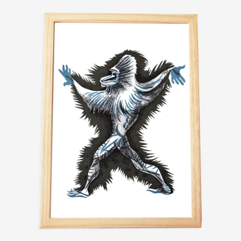 Original lithograph Jean Lurçat "Andalusian Monkey"