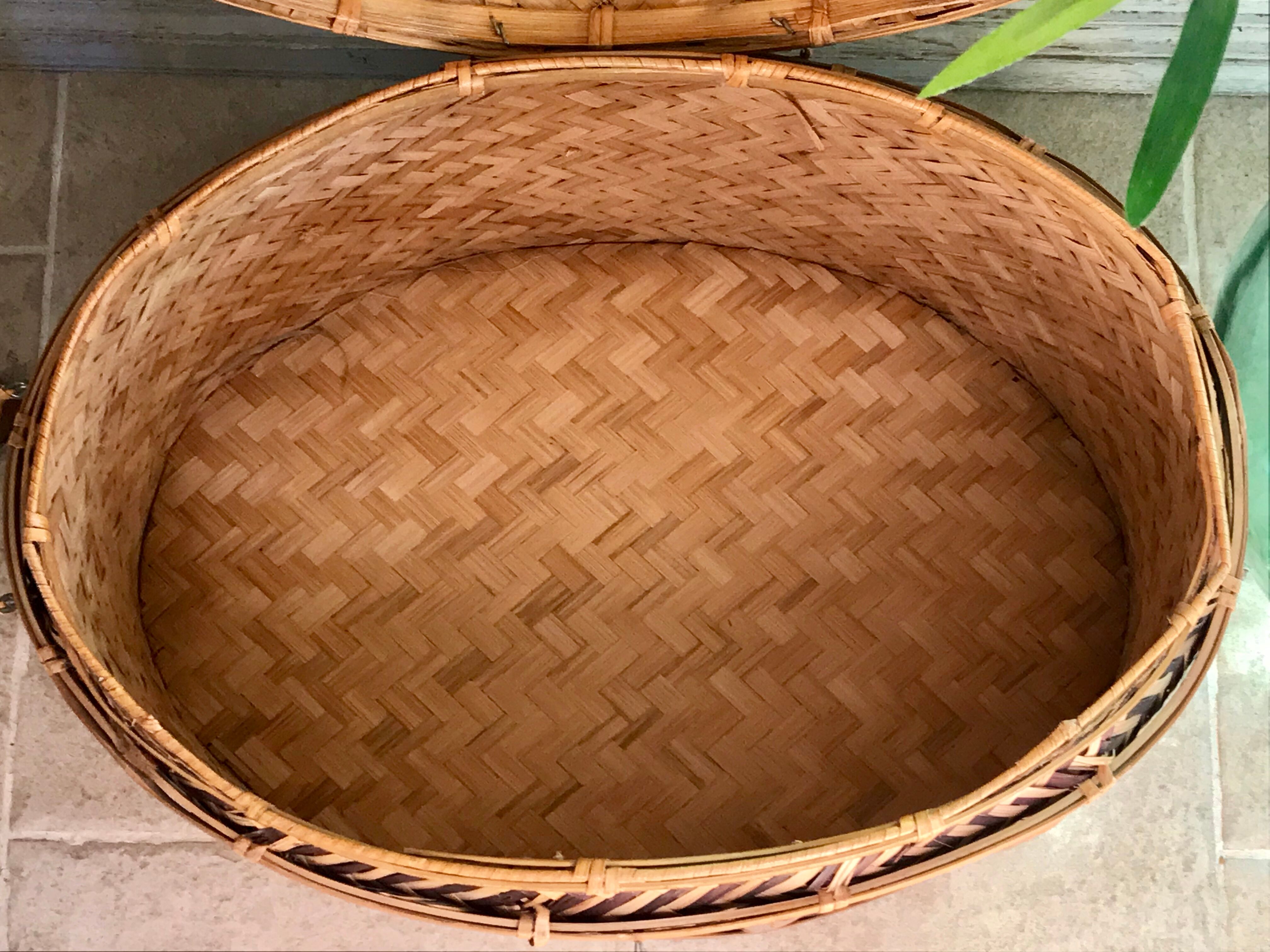 Wicker and bamboo chest