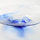 Vintage Bormioli Rocco Blue Swirl Glass Bowl, Mid-Century Italian Art Glass