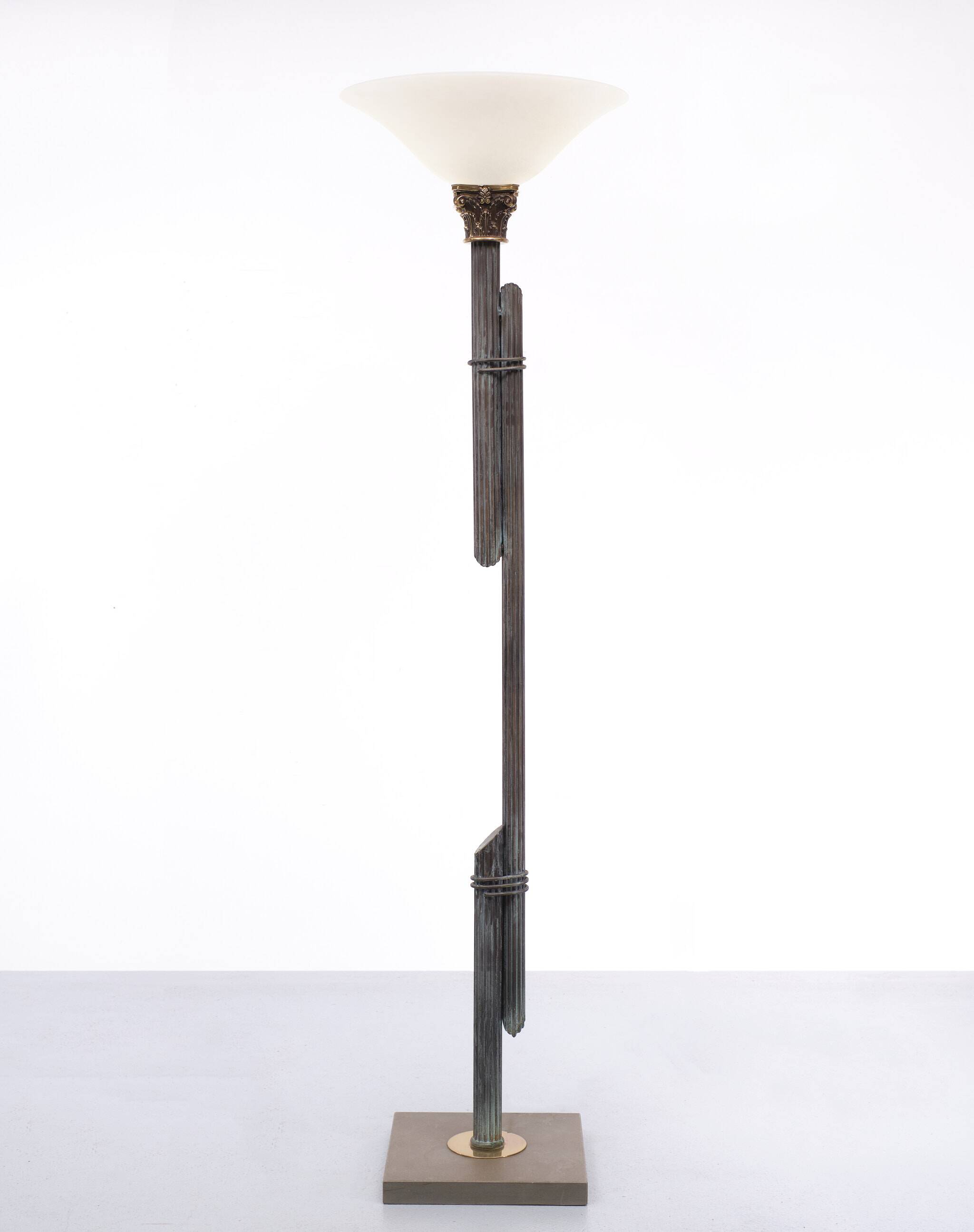 Greek revival bronze floor lamp, 1980s, italy