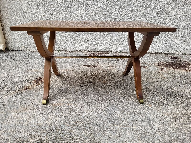 Table basse style bateau en acajou blond