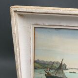 Watercolor on paper by andré mahuas vannes port de pêche 1949