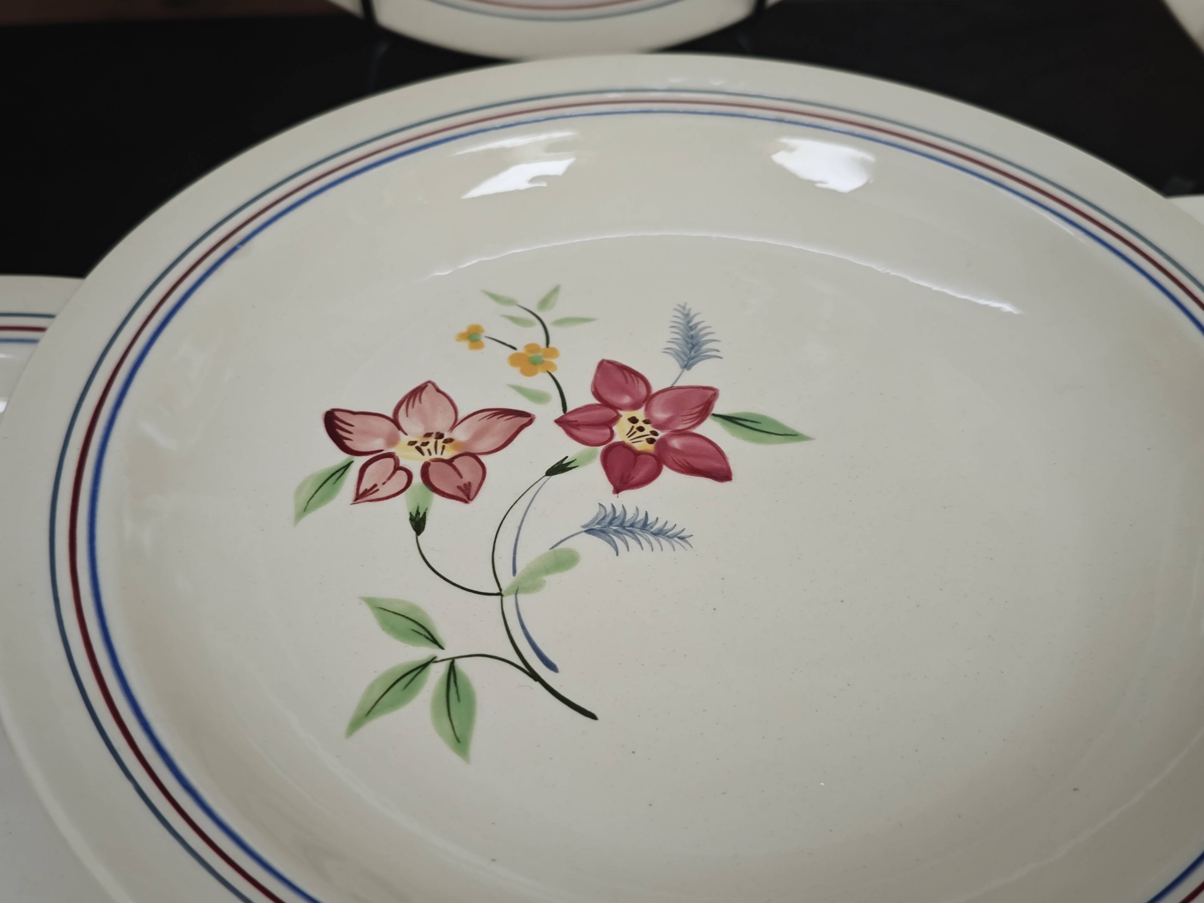 Set of 6 antique shallow bowls from Salin, France "Martine"