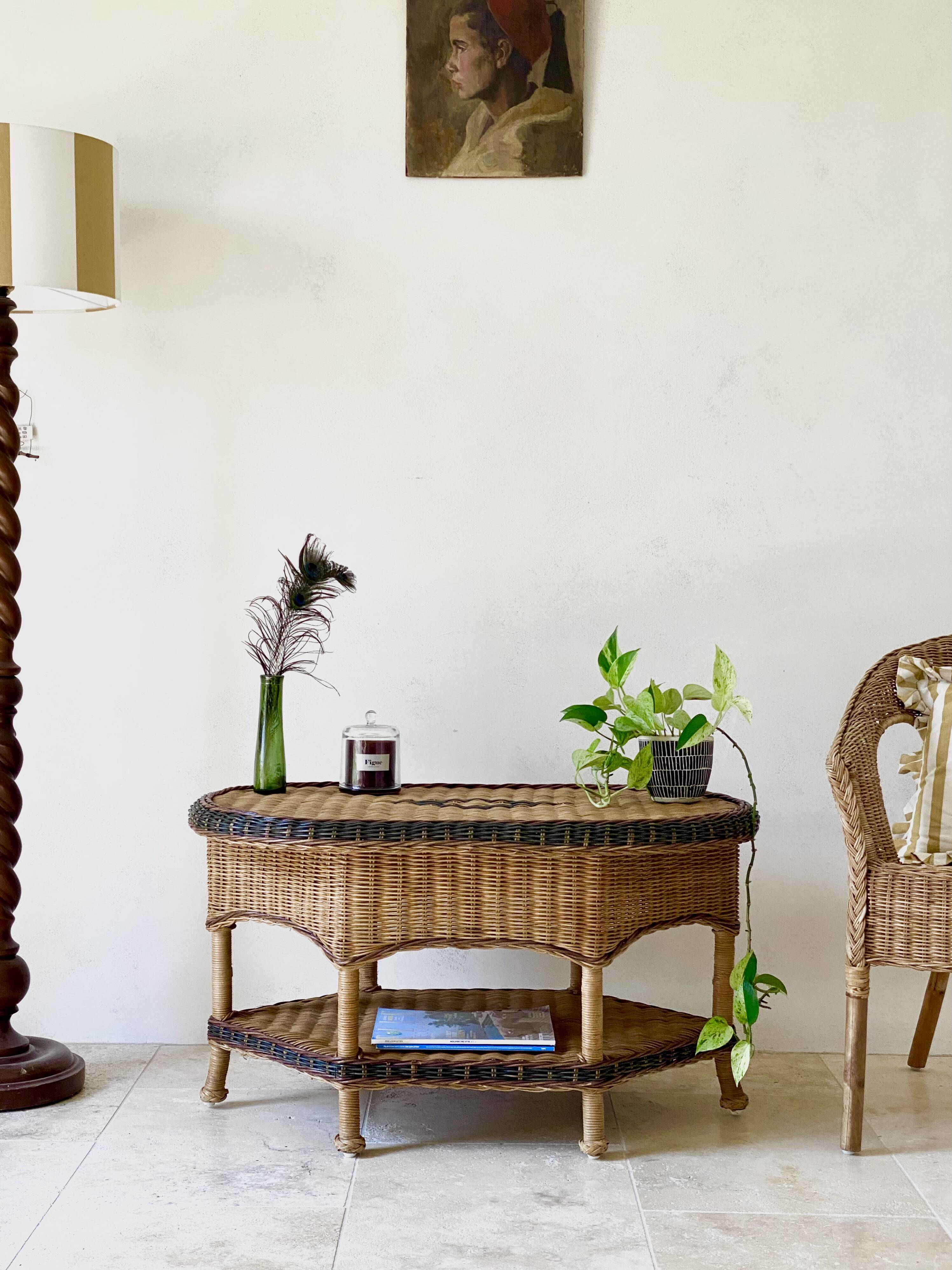 Vintage rattan coffee table – 1970s Riviera spirit