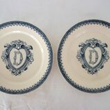 2 plates on foot Terre de fer Vermont & Blanchet circa 1900