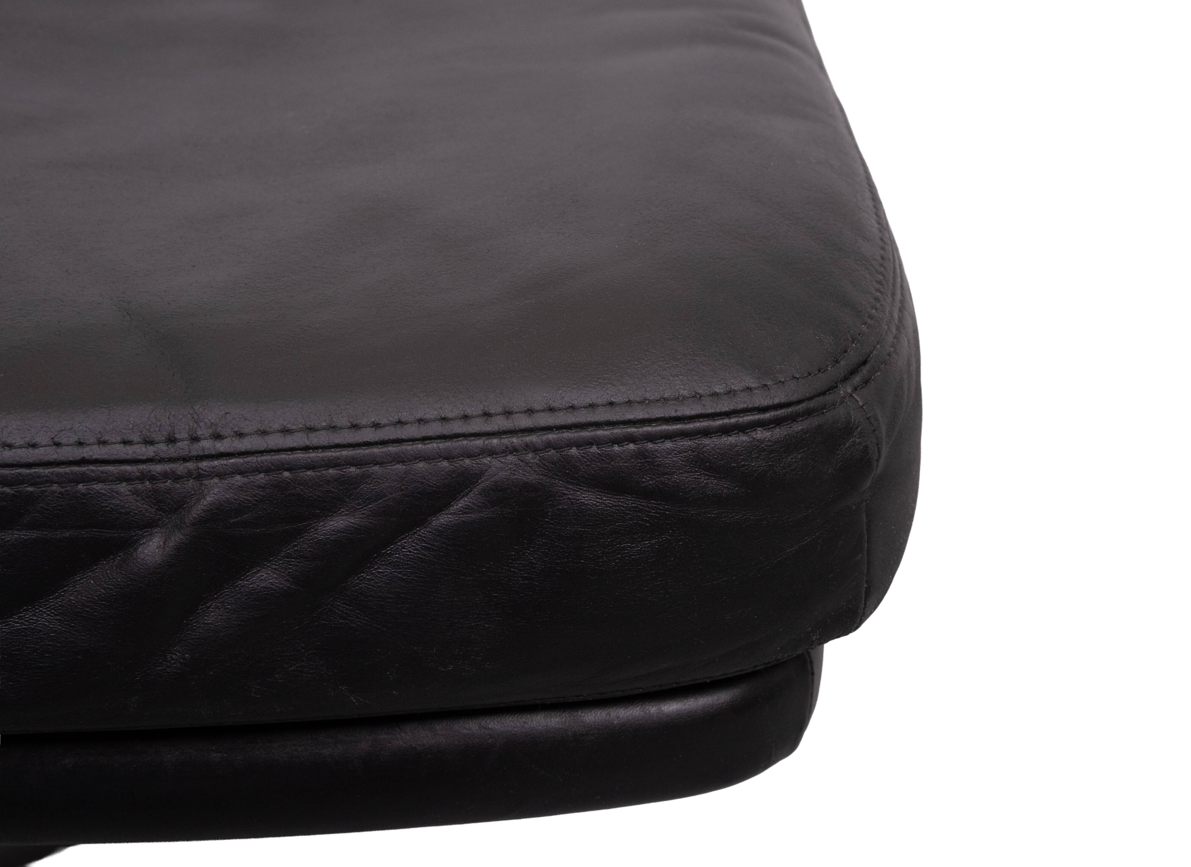 Collection Walter Knoll Black Leather Foot Stool 1970s Germany