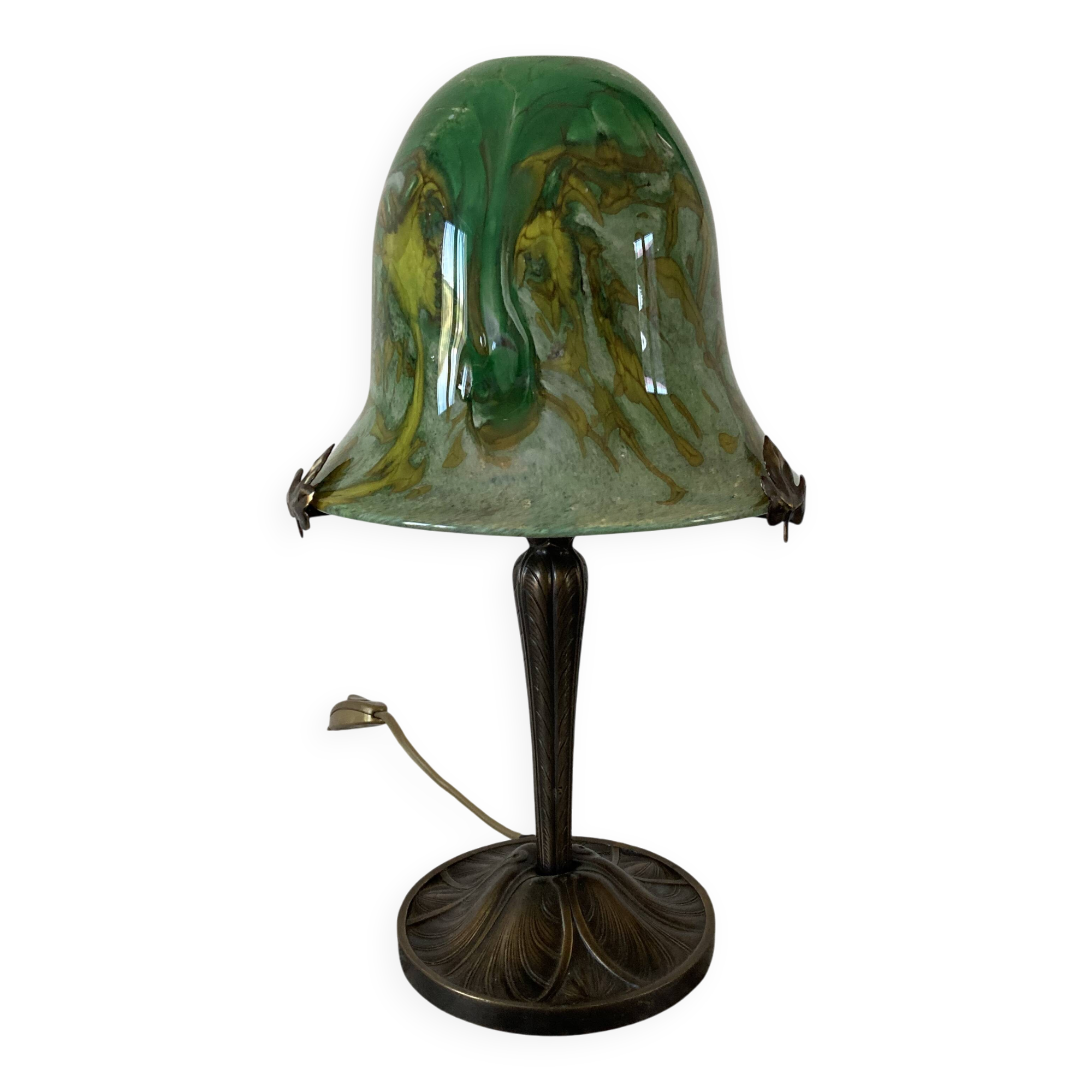 Lampe art nouveau en verre soufflé